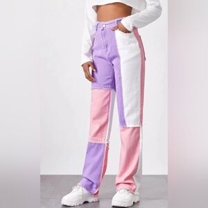 SHEIN COTTON DENIM COLPR BLOCK JEANS!